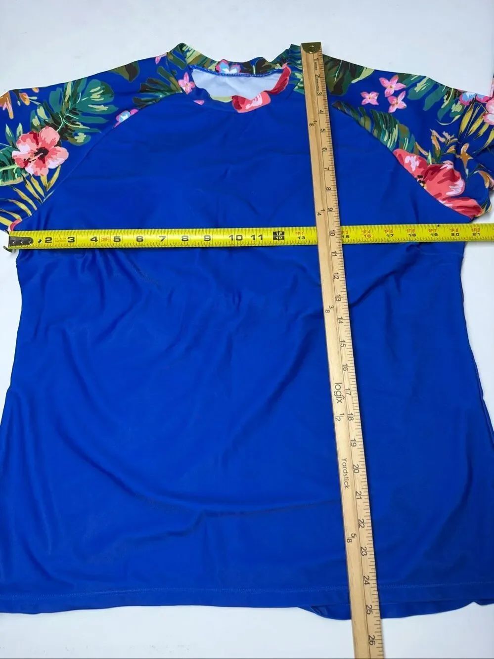 Womens Floral Rash Guard Swim Top Built In Bra Beach Surf Plus 2XL - Picture 10 of 11